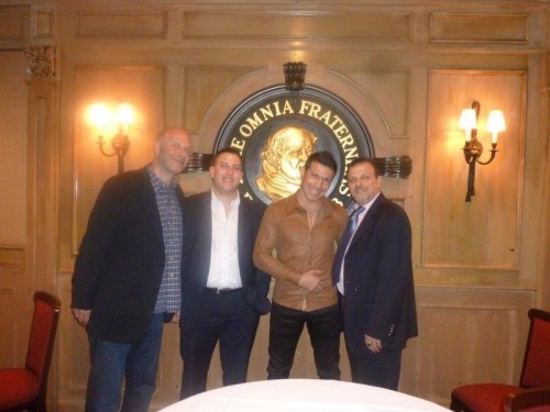 L-R: Lou DiBella, Nathan Lewkowicz, Sergio Martinez & Sampson Lewkowicz as NYC's famed Friar's Club 
