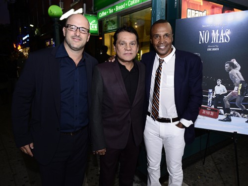 Director Eric Drath and former fighters Roberto Duran and Sugar Ray Leonard at the New York City screening of ‘No Mas.’ (Photo: Ben Solomon/ESPN Images)